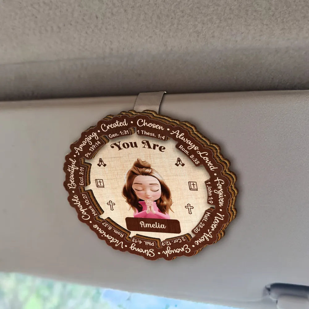 Christian,Gift For Yourself - God Says You Are Bible Affirmations - Personalized Custom Shaped Car Visor Clip