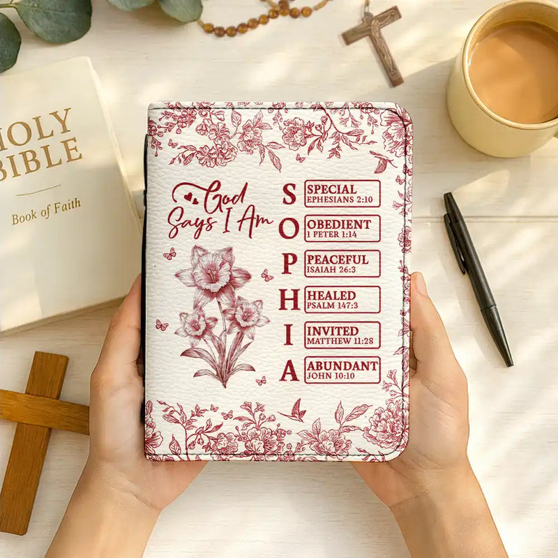 Christian, Gift For Yourself - God Says You Are Bible Toile Birth Month Flower - Personalized Bible Cover
