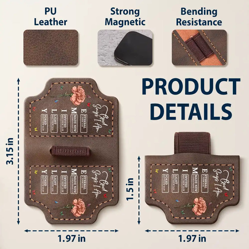 Reading,Gift For Yourself,Gift For Women,Happy - God Says You Are Birth Month Flower - Personalized Magnetic Leather Pen Clip