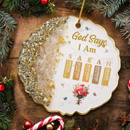 Devoted,Christian,Gift For Yourself,Gift For Women,Custom Letter,Icon - God Says You Are Birth Month Flower - Personalized Resin Ornament