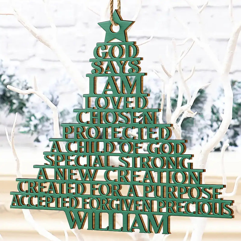 Christmas,Christian,Gift For Yourself - God Says You Are Loved Chosen - Personalized Custom Shaped Wooden Ornament