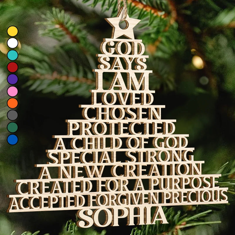 Christmas,Christian,Gift For Yourself - God Says You Are Loved Chosen - Personalized Custom Shaped Wooden Ornament