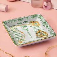 Gift For Yourself,Gift For Women,Happy,Christian - God Says You Are Toile De Jouy Birth Flower - Personalized Ring Dish
