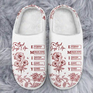 Gift For Yourself,Gift For Wife,Gift For Girlfriend,Gift For Aunt,Gift For Women,Gift For Mother,Gift For Grandma,Gift For Daughter,Gift For Sibling,Gift For Sisters,Gift For Bestie,Christian - God Says You Are Toile Style - Personalized Fluffy Slippers