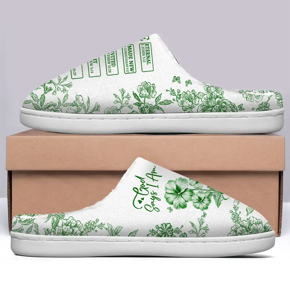 Gift For Yourself,Gift For Wife,Gift For Girlfriend,Gift For Aunt,Gift For Women,Gift For Mother,Gift For Grandma,Gift For Daughter,Gift For Sibling,Gift For Sisters,Gift For Bestie,Christian - God Says You Are Toile Style - Personalized Fluffy Slippers