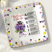 Graduation,Happy,Gift For Girlfriend,Gift For Yourself,Gift For Women,Gift For Daughter,Gift For Sisters,Gift For Bestie,Christian - God Says You Bloomed To This Moment - Personalized Ring Dish
