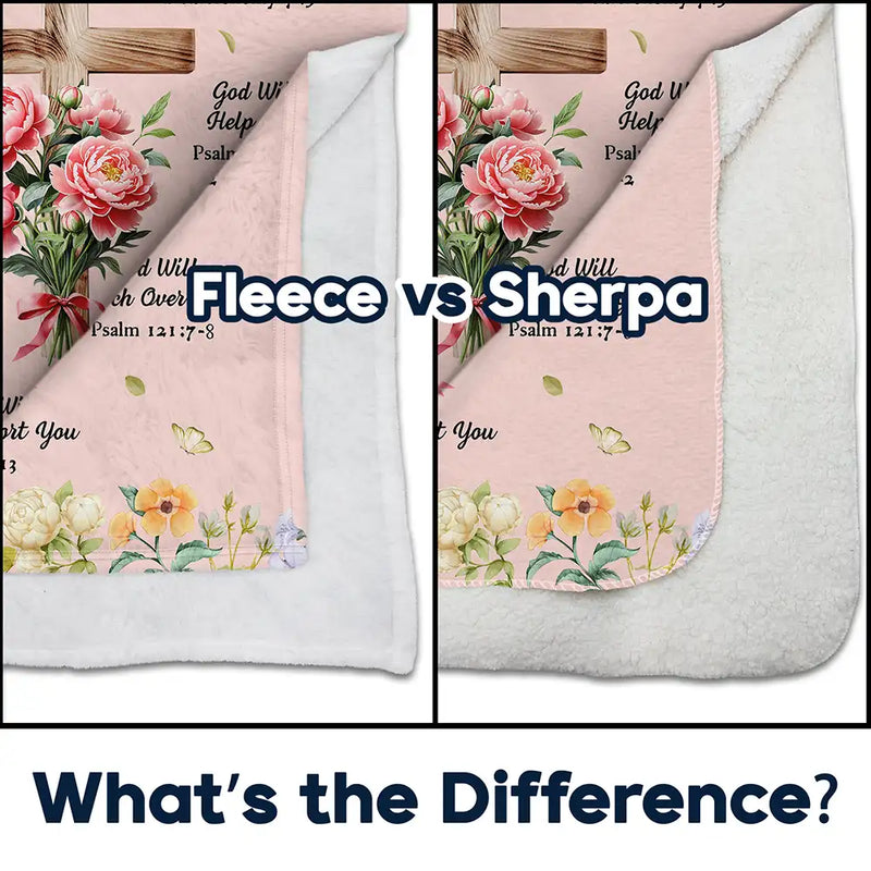 Christian,Gift For Women,Gift For Wife,Gift For Girlfriend,Gift For Yourself,Gift For Aunt,Gift For Mother,Gift For Grandma,Gift For Daughter,Gift For Bestie - God's Promises Birth Flower Bouquet - Personalized Fleece Blanket, Sherpa Blanket