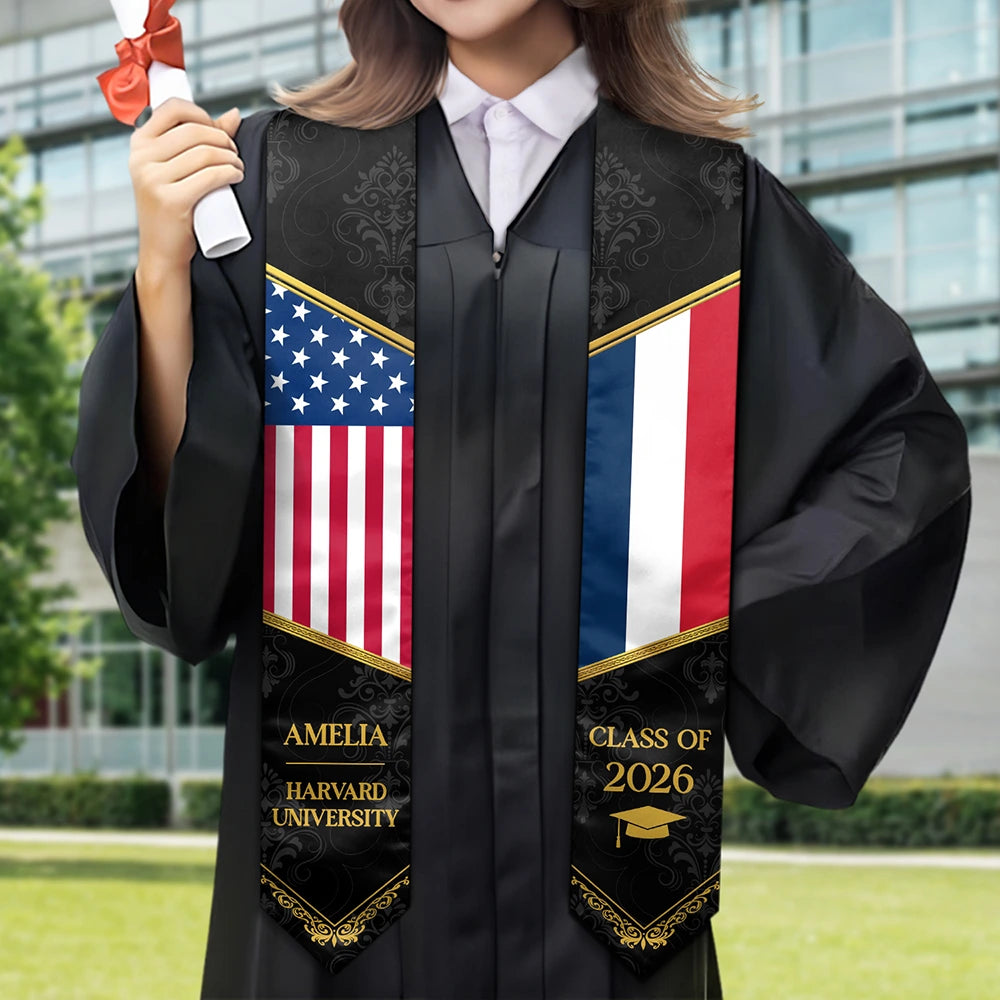 Happy, Graduation, Independence Day, America 250th, Gift For Yourself, Gift For Women, Gift For Men - Golden Pattern Congrats Graduation - Personalized Stoles
