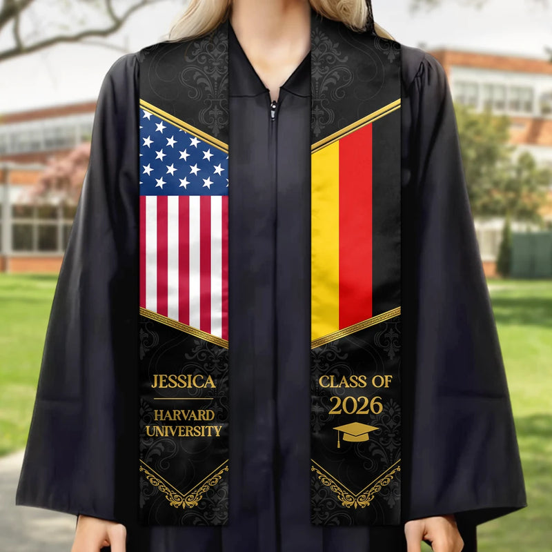 Happy, Graduation, Independence Day, America 250th, Gift For Yourself, Gift For Women, Gift For Men - Golden Pattern Congrats Graduation - Personalized Stoles