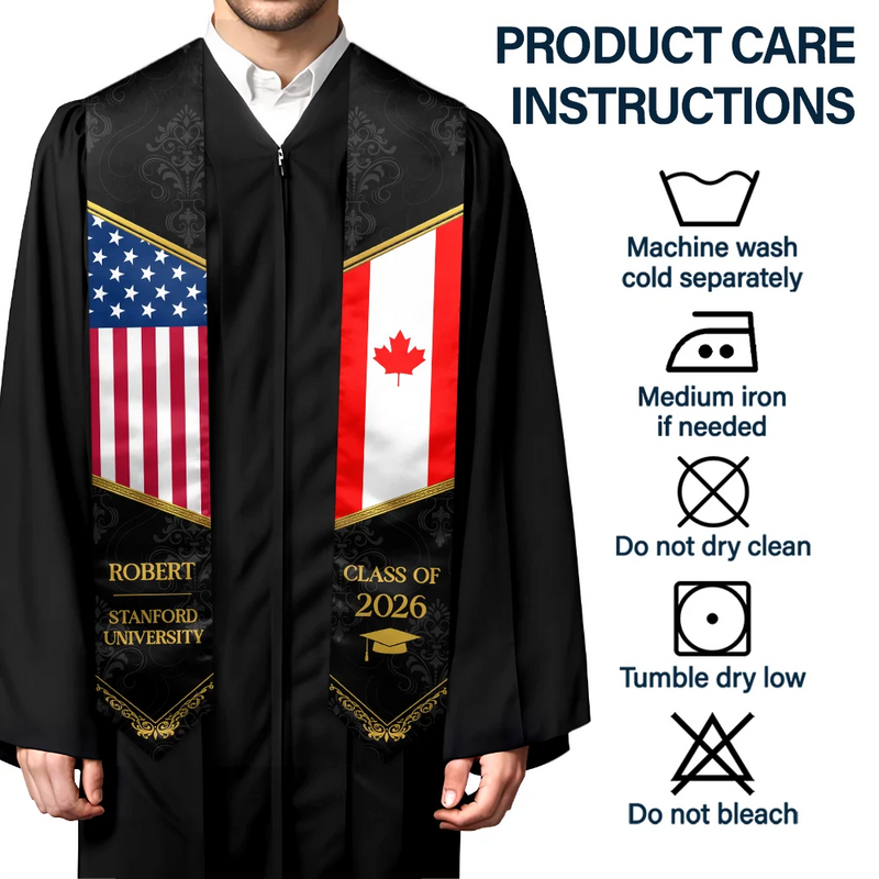 Happy, Graduation, Independence Day, America 250th, Gift For Yourself, Gift For Women, Gift For Men - Golden Pattern Congrats Graduation - Personalized Stoles