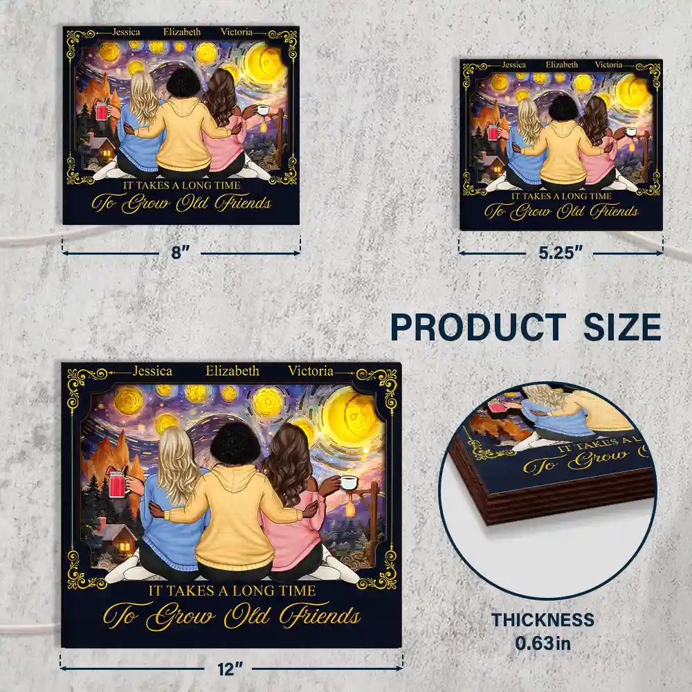 Gift For Bestie,Old Best friends,Gift For Brothers,Love - Good Friends Are Like Stars - Personalized LED Light Wooden Plaque