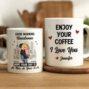 Gift For Couples,Gift For Husband,Gift For Boyfriend,Funny - Good Morning Handsome Beautiful - Personalized Mug