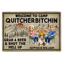 Gift For Couples,Gift For Wife,Gift For Husband,Gift For Boyfriend,Gift For Girlfriend,Camping,Funny,Campsite,Pet Lovers,Cat Lovers,Dog Lovers,Couple's Hobby - Grab A Beer And Shut The Hell Up Camping - Personalized Doormat