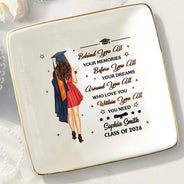 Graduation,Dad - Children,Mom - Children,Gift For Sibling,Gift For Bestie,Happy - Graduation Behind You All Your Memories - Personalized Ring Dish