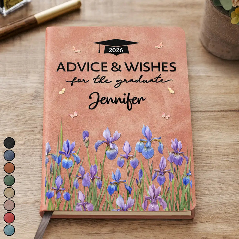 Happy,Graduation,Gift For Yourself,Gift For Men,Gift For Women - Graduation Advice And Wishes To The Grad - Personalized Leather Journal