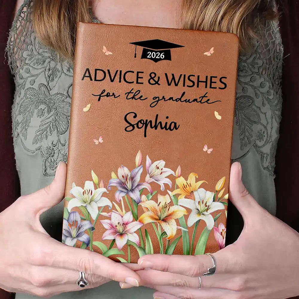 Happy,Graduation,Gift For Yourself,Gift For Men,Gift For Women - Graduation Advice And Wishes To The Grad - Personalized Leather Journal