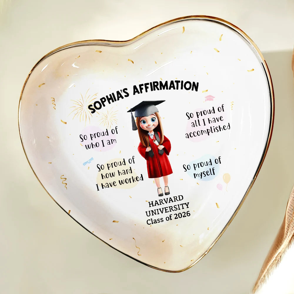 Graduation,Gift For Bestie,Gift For Yourself,Gift For Girlfriend,Happy - Graduation Affirmation - Personalized Ring Dish