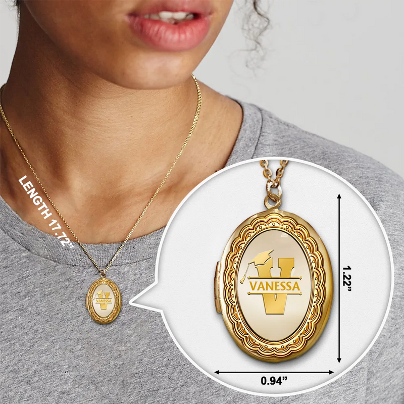 Vector,Graduation,Happy,Gift For Yourself,Gift For Women,Gift For Daughter,Gift For Sisters,Gift For Sibling,Gift For Bestie - Graduation Alphabet Letter - Personalized Locket Necklace