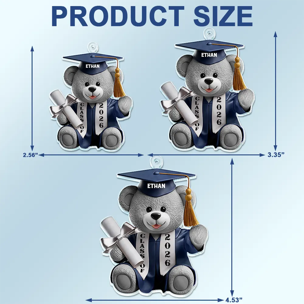 Graduation Bear 3D Effect - Personalized Acrylic Car Hanger