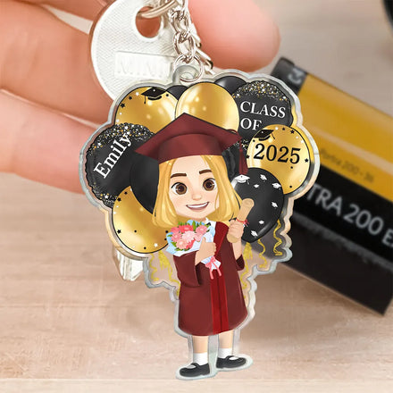 Graduation Celebration Balloons Cute Flat Art - Personalized Acrylic Keychain