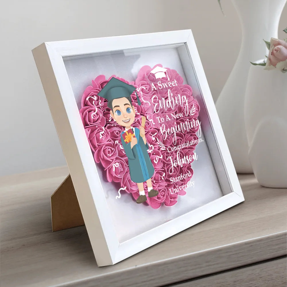 Graduation - Graduation Celebration The Beauty Of The Future - Personalized Flower Shadow Box
