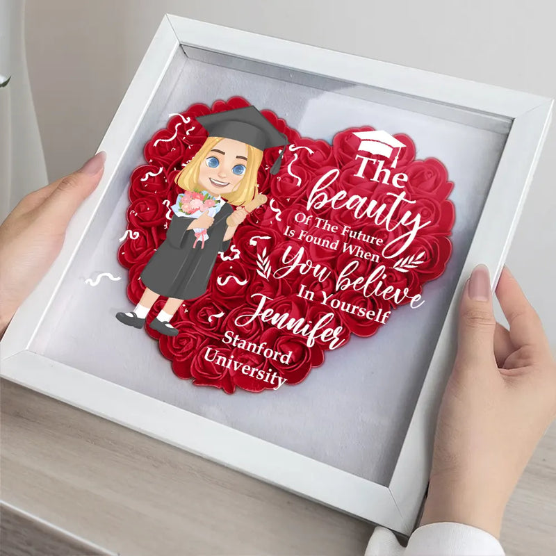 Graduation - Graduation Celebration The Beauty Of The Future - Personalized Flower Shadow Box
