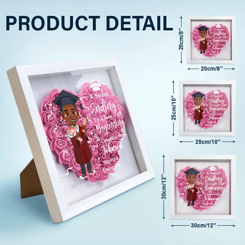 Graduation - Graduation Celebration The Beauty Of The Future - Personalized Flower Shadow Box
