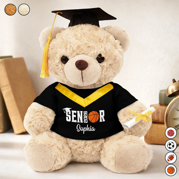 Graduation,Gift For Daughter,Dad - Daughters (Adult),Mom - Daughters (Adult),Happy,Dad - Sons,Gift For Son,Mom - Sons,Basketball - Graduation Sport Senior - Personalized Teddy Bear