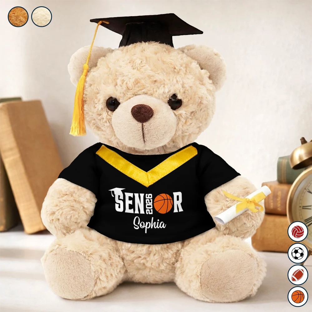 Graduation,Gift For Daughter,Dad - Daughters (Adult),Mom - Daughters (Adult),Happy,Dad - Sons,Gift For Son,Mom - Sons,Basketball - Graduation Sport Senior - Personalized Teddy Bear
