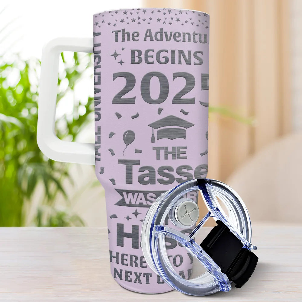Graduation The Adventure Begins - Personalized 40oz Tumbler With Straw