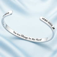 Memorial,Graduation,Sad,Gift For Yourself,Family,Icon - Graduation Walking Beside You Memorial - Personalized Bangle Bracelet Cuff