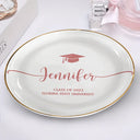 Graduation, Happy, Gift For Yourself - Graduation Your Name School Year - Personalized Round Ring Dish