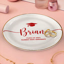 Graduation, Happy, Gift For Yourself - Graduation Your Name School Year - Personalized Round Ring Dish