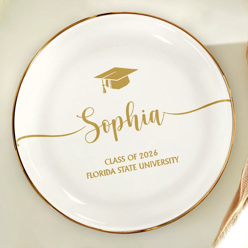 Graduation Your Name School Year - Personalized Round Ring Dish