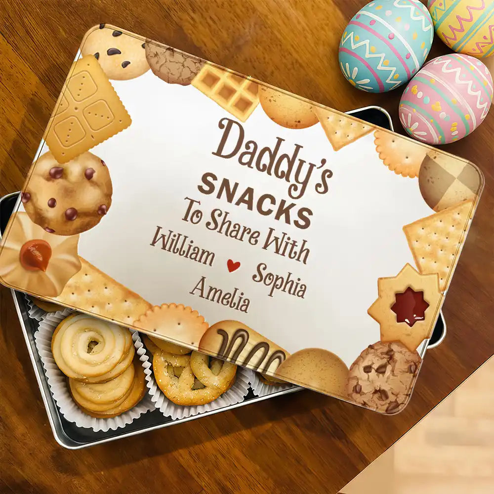 Funny,Gift For Husband,Gift For Grandpa,Gift For Mother,Gift For Father,Gift For Grandma,Gift For Wife - Grandad's Snacks To Share With The Grandkids - Personalized Metal Biscuit Tin