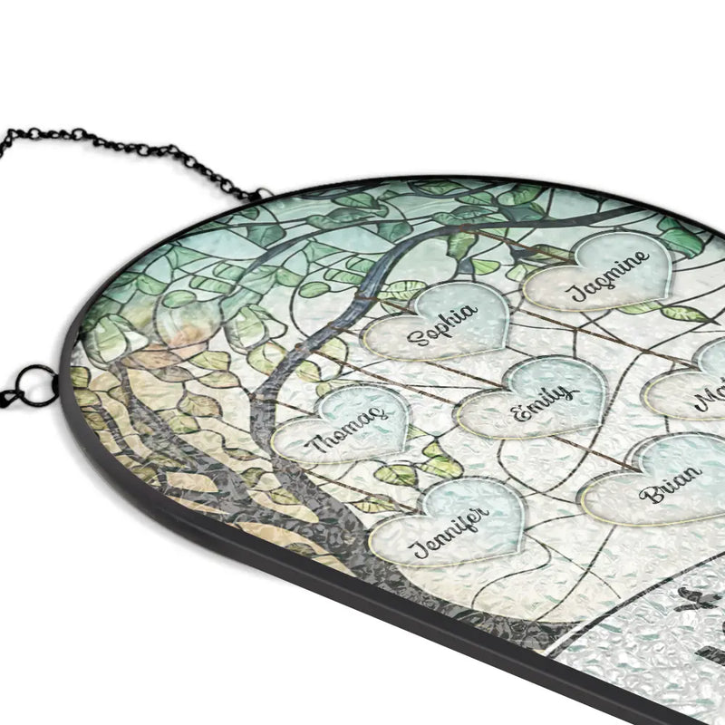 Happy,Gift For Husband,Gift For Wife,Parents,Gift For Grandpa,Gift For Mother,Gift For Father,Gift For Grandma,Gift For Grandparents - Grandkids Make Life More Grand - Personalized Rounded Rectangle Stained Glass Suncatcher