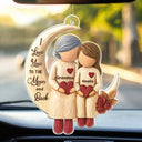 Gift For Grandma, Grandma - Grandkids, Love - Grandma Grandkids Sitting On The Moon - Personalized Acrylic Car Hanger