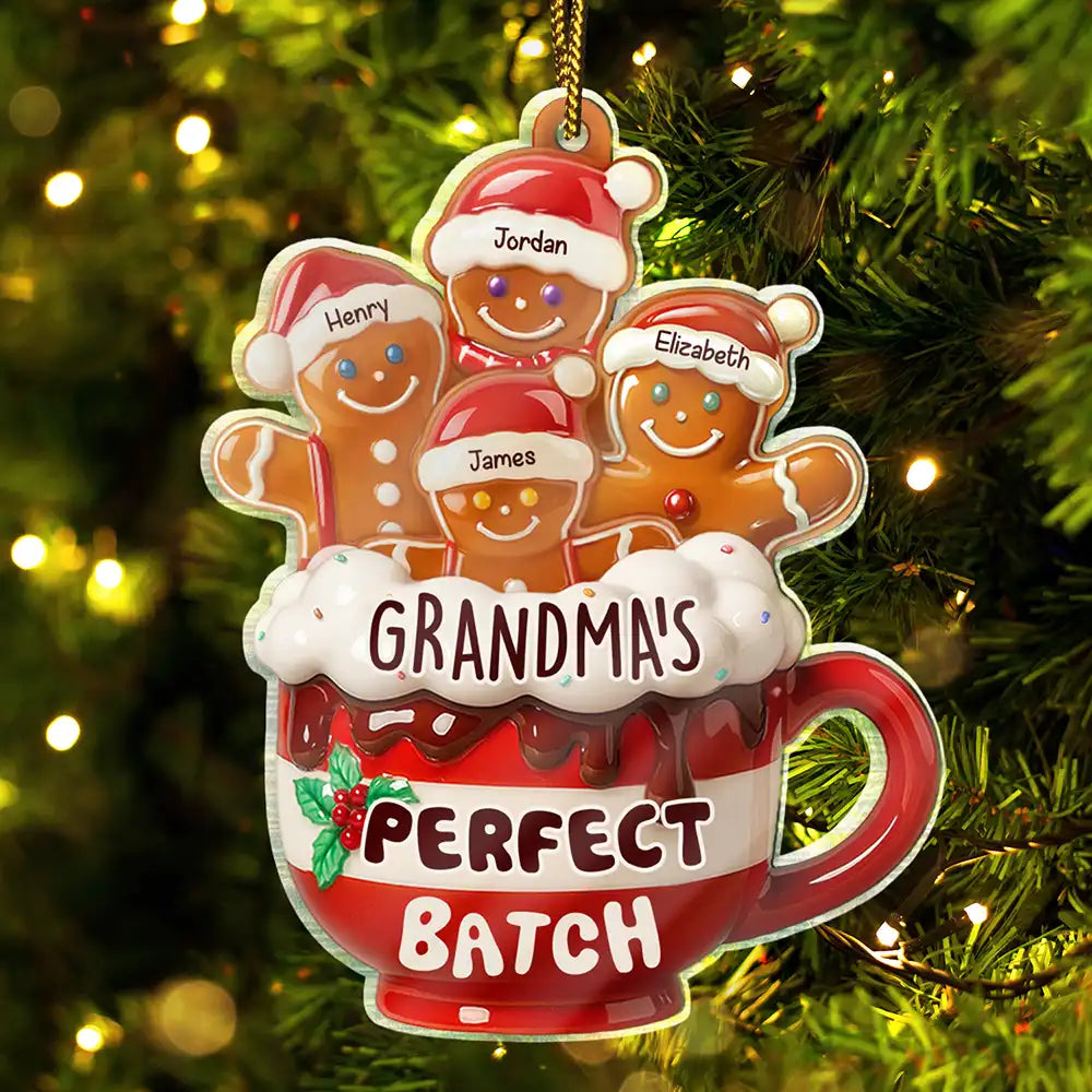 Happy,Gift For Grandma,Grandma's Hobby,Gift For Mother,Christmas - Grandma Grandpa Mom Dad Perfect Batch Gingerbread - Personalized Custom Shaped Acrylic Ornament
