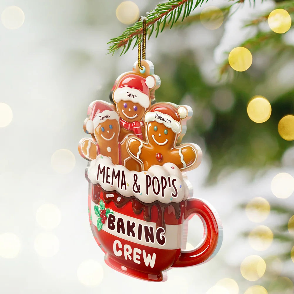 Happy,Gift For Grandma,Grandma's Hobby,Gift For Mother,Christmas - Grandma Grandpa Mom Dad Perfect Batch Gingerbread - Personalized Custom Shaped Acrylic Ornament