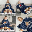 Gift For Grandma, Gift For Grandpa, Happy - Grandma Grandpa My Grandkid Cuddling - Personalized Wearable Blanket With Sleeves