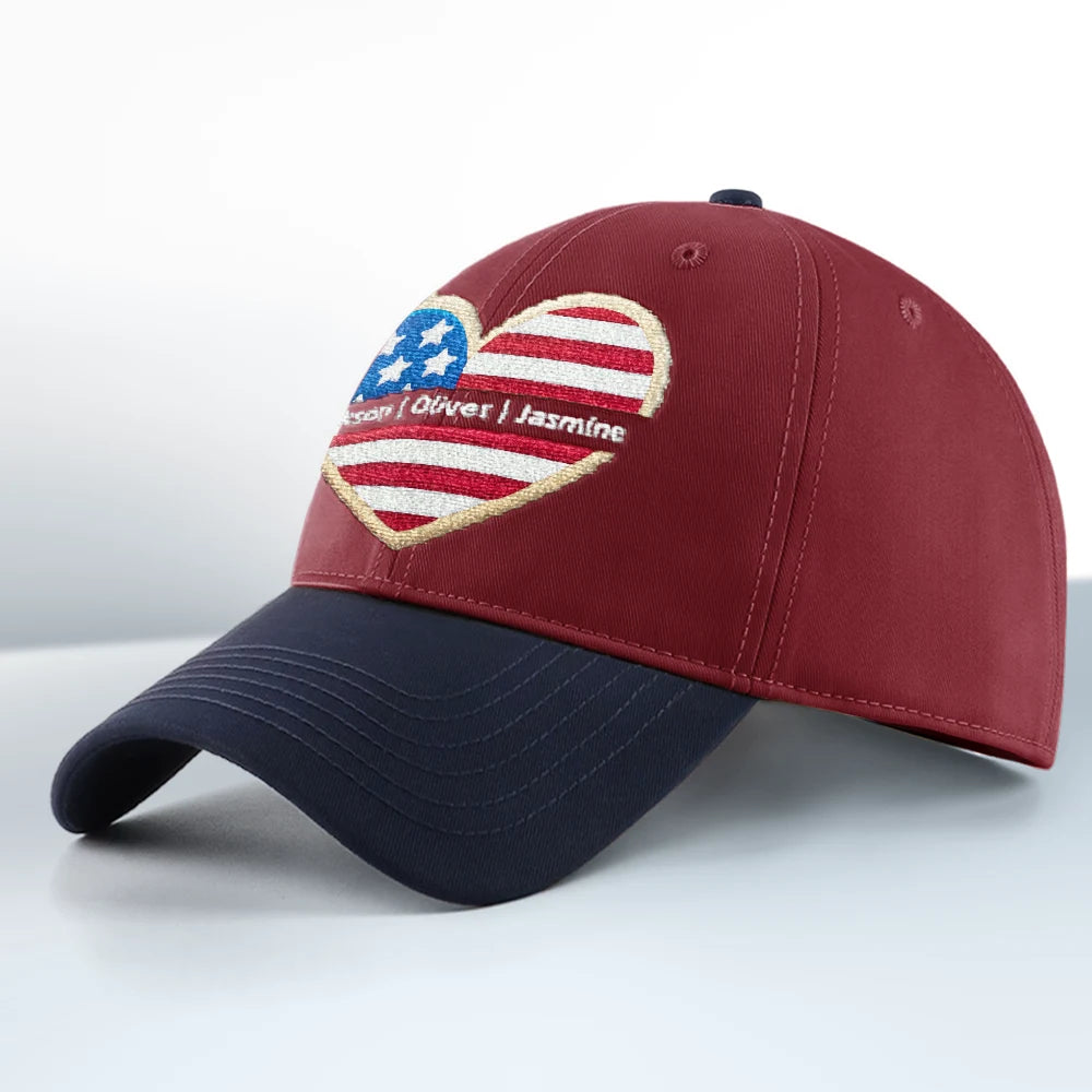Gift For Mother, Gift For Grandma, Love, Independence Day - Grandma Mom American Heart - Personalized Embroidered Two Tone Cap