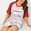 Gift For Grandma,Gift For Mother,Love,Happy - Grandma Mom Birth Flower Blooming In Love - Personalized Women's Sleep Tee
