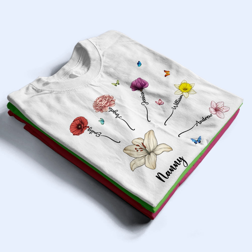 Gift For Grandma,Gift For Mother,Happy - Grandma Mom Birth Month Flower Blooming In Love - Personalized T Shirt