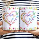 Gift For Grandma,Grandma,Grandkids - Grandma Mom Crystal Hearts - Personalized White Edge-to-Edge Mug