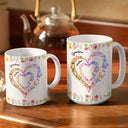 Gift For Grandma,Grandma,Grandkids - Grandma Mom Crystal Hearts - Personalized White Edge-to-Edge Mug