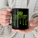 Adorable,Gift For Grandma,Halloween,Icon - Grandma Mom Spooky Kid Name - Personalized Black Mug
