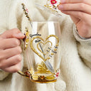 Gift For Grandma,Gift For Mother,Grandma - Grandkids,Happy - Grandma Mom Sweethearts - Personalized Glass Flower Tea Cup