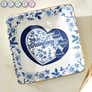 Gift For Mother,Gift For Grandma,Happy - Grandma Mom Toile De Jouy - Personalized Ring Dish