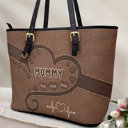 Gift For Grandma,Gift For Mother,Love - Grandma Mom's Sweethearts - Personalized Leather Tote Bag