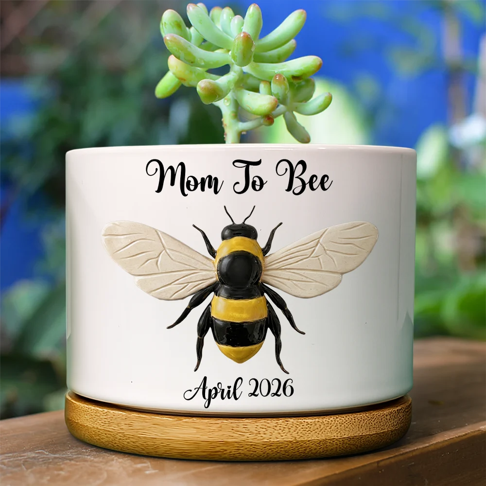 Grandma Mommy To Bee Pregnancy Annoucement - Personalized Ceramic Plant Pot